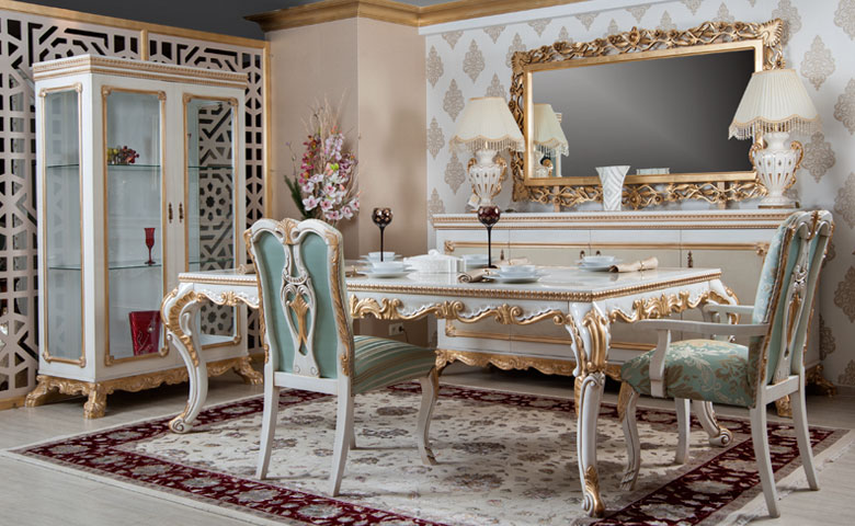 Gold and White Dining table